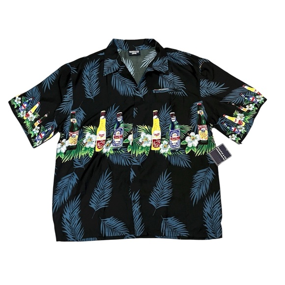 Pacific & Co Tropical Beer Blue Button Down Shirt Size: XL - Picture 3 of 8